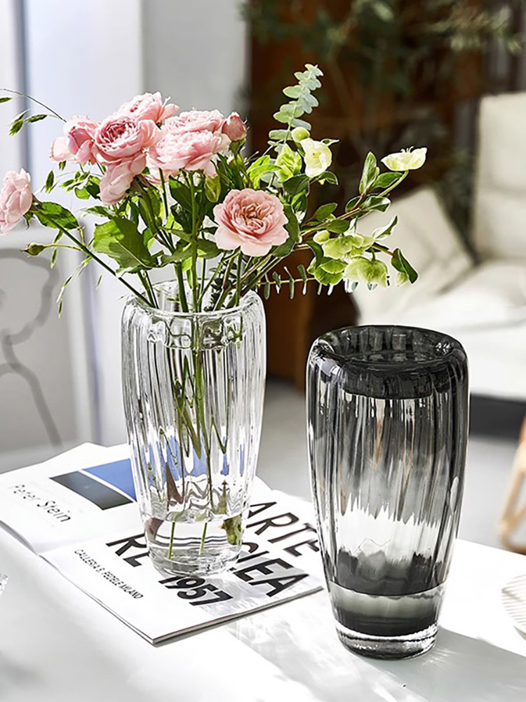 欧式高档玻璃花瓶插花家居轻奢摆件客厅马醉木水培餐桌装饰花器