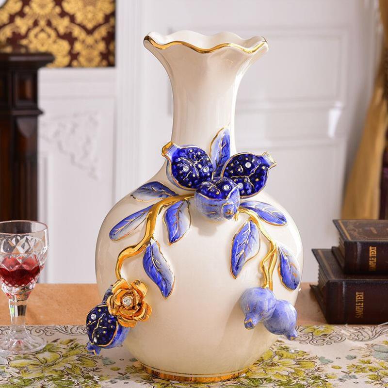 金裕尊欧式花瓶摆件大号客厅干花插花创意陶瓷餐桌家居高花瓶摆件