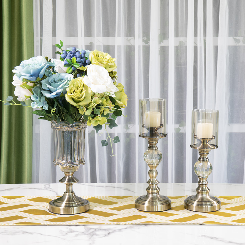 欧式家居烛台饰品摆件高档水晶工艺品样板间装饰品餐桌浪漫蜡烛台