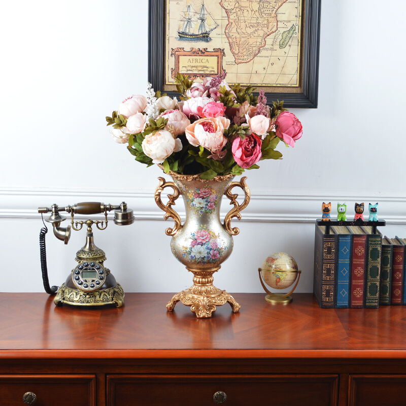 新款橡家欧式复古花瓶花艺套装摆件创意家居客厅电视柜装饰花器摆