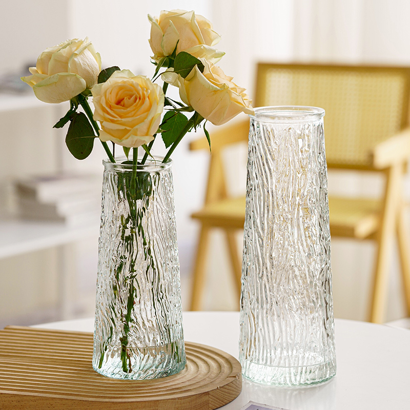 欧式简约玻璃花瓶网红锥筒水培鲜花百合玫瑰插花家居餐桌装饰摆件