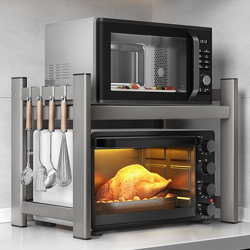 厨房微波炉置物架台面多功能可伸缩放烤箱电饭煲家用锅具收纳架子