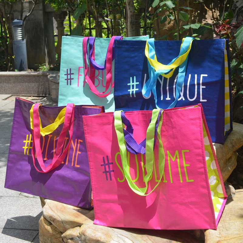 艺术色彩简约环保购物袋横向大容量外出手提袋子大号礼品袋收纳袋