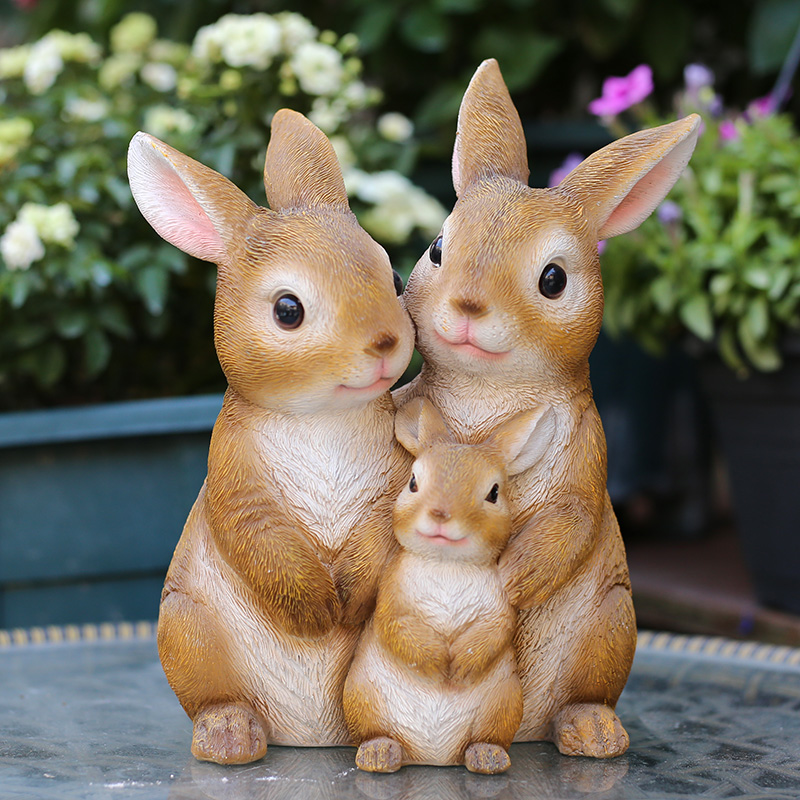 花园杂货 庭院小摆件 树脂小兔子摆件创意小动物园艺装饰品摆件