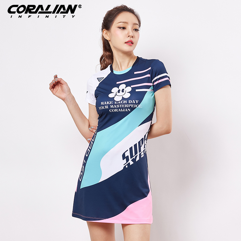 可莱安羽毛球服女新款韩国进口运动连衣裙透气速干修身网球裙套装