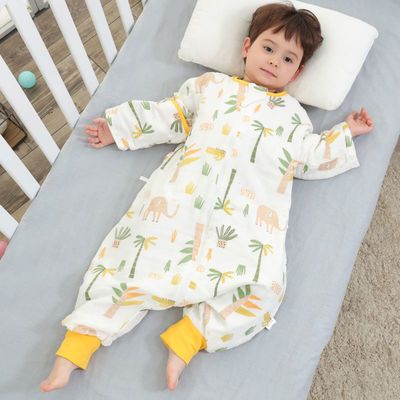 婴儿睡袋秋季薄棉纯棉纱布分腿睡袋宝宝幼儿童睡袋防踢被四季通用